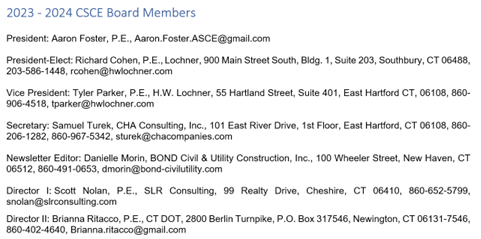 2023-24 CSCE Board contact info