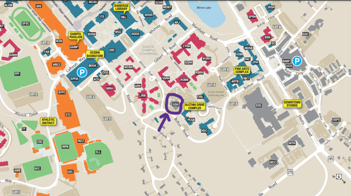 Graduate Storrs Hotel Location on UConn Campus Map