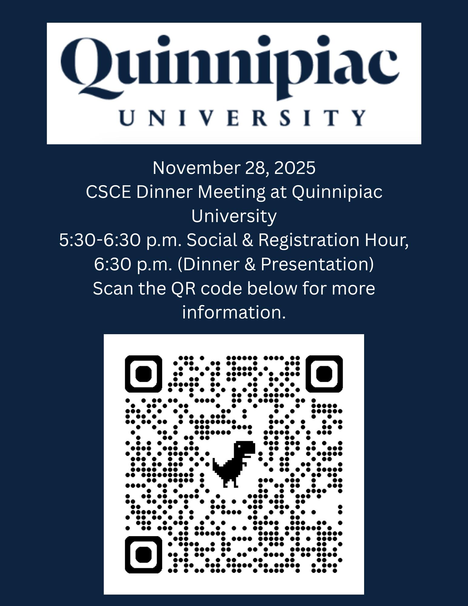 November 18th CSCE Dinner Meeting at Quinnipiac University