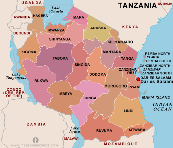Карта танзания на карте мира