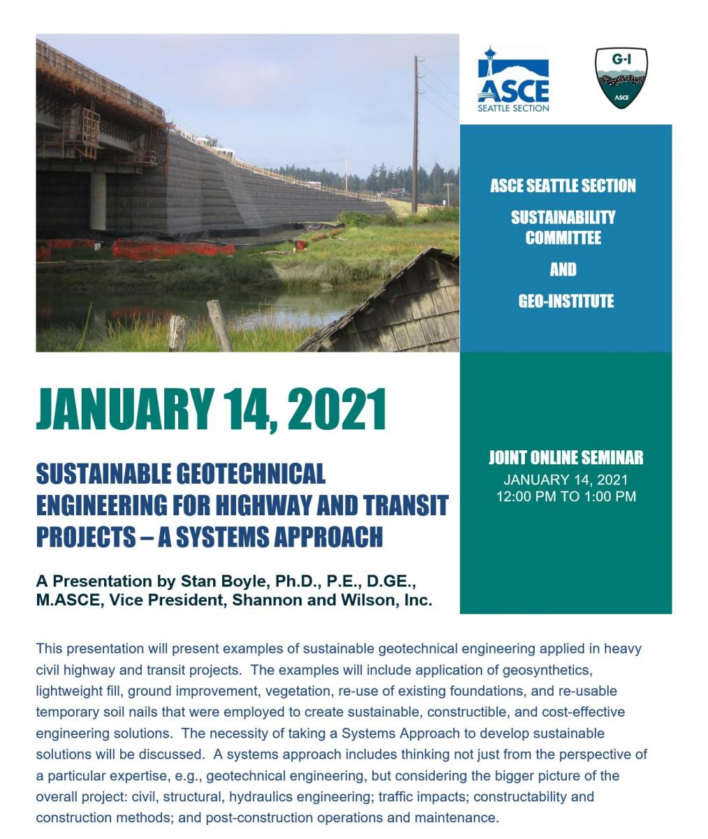 ASCE Seattle Geo-Institute & Sustainability Committee Joint Meeting ...